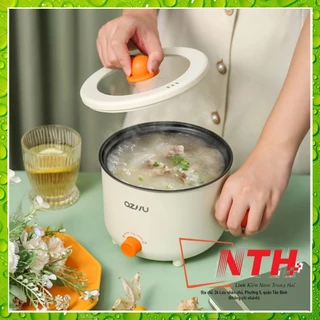 Nồi Lẩu Điện Mini Đa Năng, Ca Nấu Mì Ozhu 2 Nấc Nhiệt Tặng Kèm Giá Hấp Dung Tích 1.8L Công Suất 600w Chất Liệu Cao Cấp