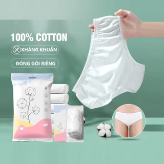 Quần lót giấy Nữ 100% cotton dùng 1 lần, đáy 2 lớp, dùng khi đi du lịch dã ngoại, mẹ bầu đi sinh