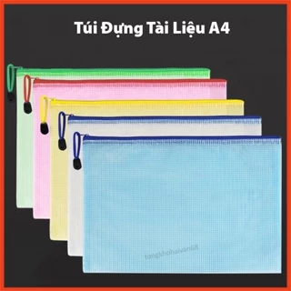 Túi Lưới Zip A4 Có Khóa Kéo Đựng Tài Liệu giấy Tờ , Túi Tiện Dụng Nhiều Màu Sắc , Thiết Kế Đơn Giản Tiện Lợi