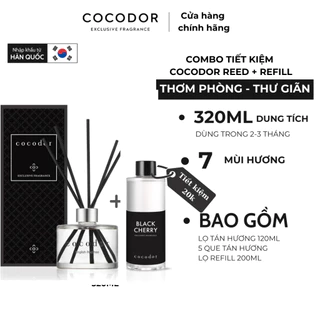 ( Combo Tiết Kiệm) Tinh dầu tán hương Cocodor Phiên Bản Đen 120ml và chai refill 200ml