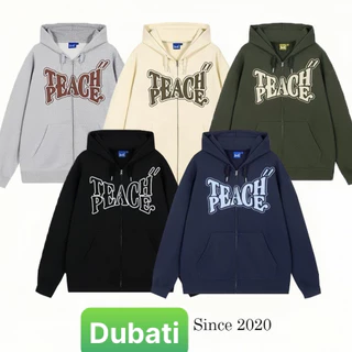 ÁO HOODIE ZIP TPEACHE, ÁO KHOÁC NỈ HOODIE ZIP MŨ TRÙM FORM RỘNG UNISEX PHONG CÁCH HOT TREND 2023 - DUBATI FASHION