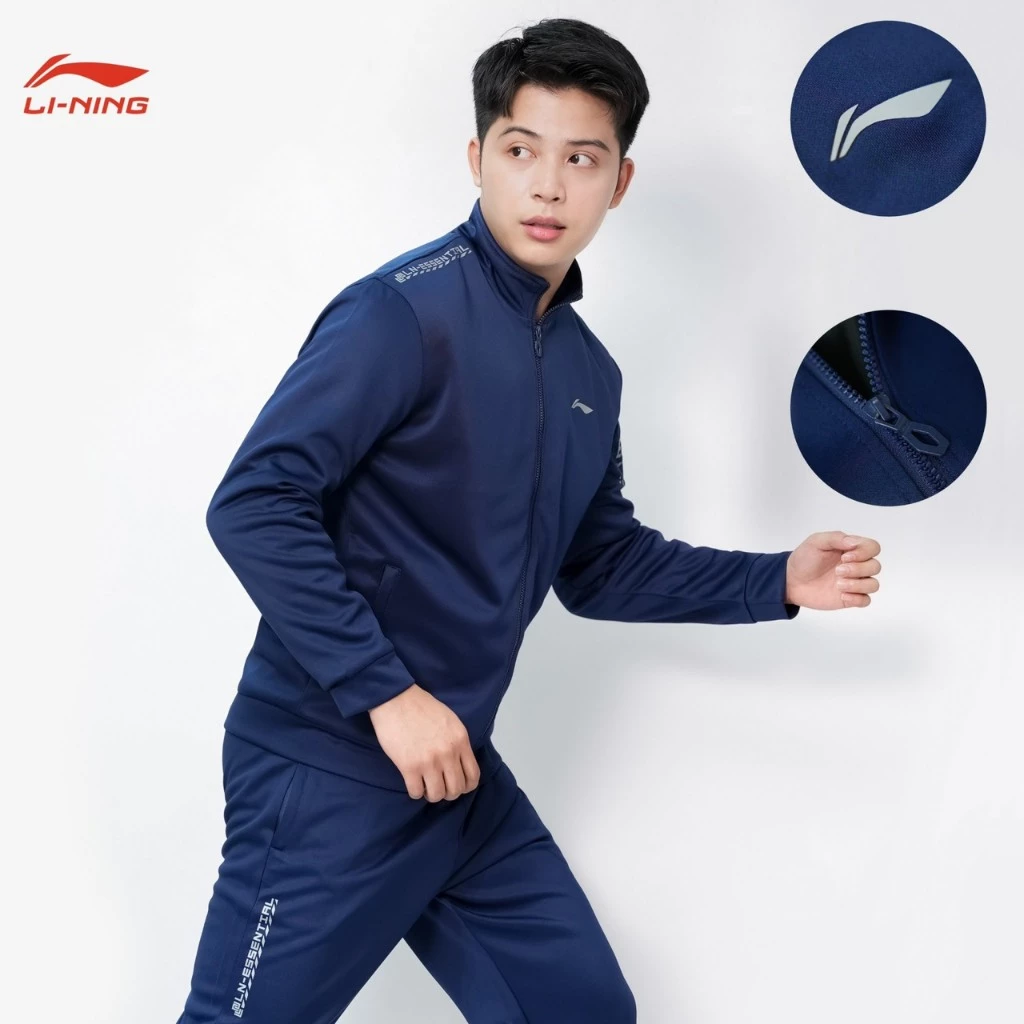 Bộ thể thao thu đông Li Ning nam hàng cao cấp 2 lớp không bài xù , logo sắc nét.