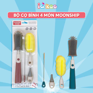 Bộ cọ bình sữa 4 chi tiết IQ Kao MoonShip Cao Cấp 360 độ cho bé, làm sạch bình, ống hút, núm ti giả dễ dàng, tiện lợi