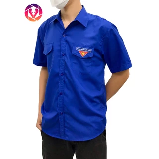 Sơ mi nam có túi thêu logo cho Đoàn viên thanh niên Việt Nam, có tay ngắn và tay dài, cầu vai 2 bên, bigsize