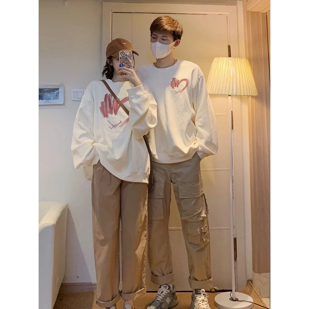 Áo sweater cặp đôi HappyFamily  - Mẫu áo in họa tiết trái tim  chất nỉ da cá cao cấp Màu Đen
