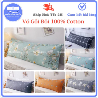 Vỏ Gối Đôi dài , Gối Tựa đầu giường kích thước  40 x 100cm Cotton 100% chuẩn Logo