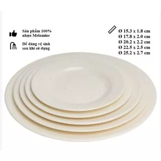 DĨA ( ĐĨA ) nhựa Melamine Vân đá trắng kiểu tròn bảo hành 6T không bị ố vàng