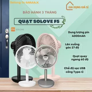 [Hỏa Tốc 2H] Quạt Sạc Tích Điện Mini Xiaomi Solove F5 Thời Lượng Sử Dụng Đến 12 Tiếng - Chính Hãng - Bảo Hành 3T - MIMAX