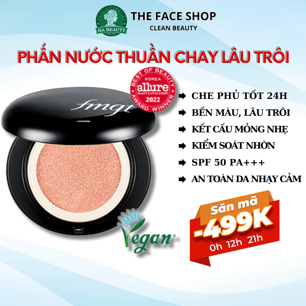 Phấn nước lâu trôi thuần chay The Face Shop fmgt Ink Lasting Cushion Free Vegan SPF50+PA+++ 12g