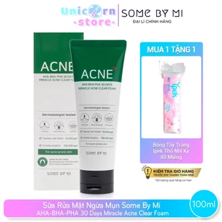 Sữa Rửa Mặt Ngừa Mụn Some By Mi AHA BHA PHA 30 Days Miracle Acne Clear Foam 100mL