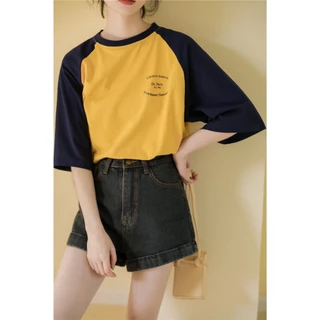 Áo Thun Nữ, Áo Raglan Tee MENINA, Chất Cotton Form Rộng Cho Nữ