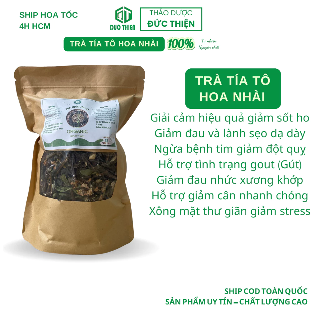 Trà Tía Tô Hoa Nhài Đức Thiện (150g) - Trà Hỗ Trợ GOUT Dành Cho Người Bệnh GOUT và Trào Ngược Dạ Dày , Giảm Ho