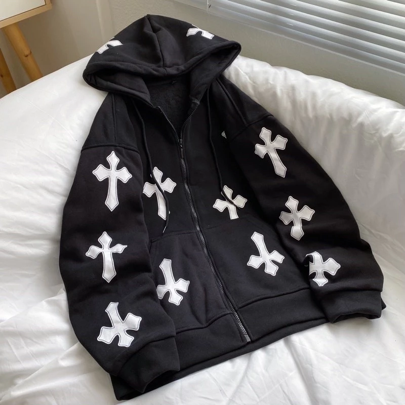 Áo Khoác Hoodie in hình thánh giá cross có khóa kéo Homies liền mũ, áo Hoodie zip Unisex Nam Nữ chất dày dặn cá tính