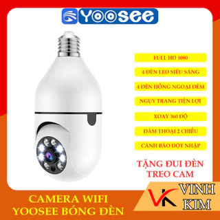 Camera wifi YOOSEE bóng đèn, Full HD, xoay 360 độ, cảnh báo chuyển động về điện thoại