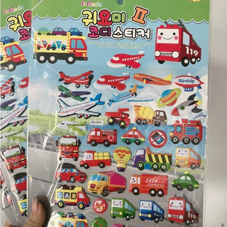 Miếng dán sticker 3D nổi hình phương tiện giao thông , miếng dán sticker hình ô tô máy bay cho bé