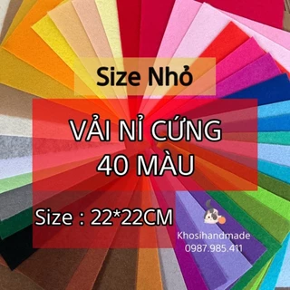 VẢI NỈ CỨNG Nhiều Mài, Vải Dạ Khổ 22*22CM KSC2 Handmade, Làm Móc Khoá, Sách Vải, Đồ Chơi