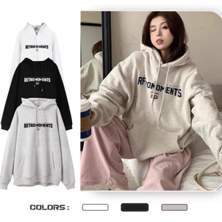 Áo khoác Hoodie Nỉ Bông Form Rộng Nam Nữ mùa đông cặp đôi Unisex Dáng Oversize 3 MÀU Chữ Retroments HD157 L66