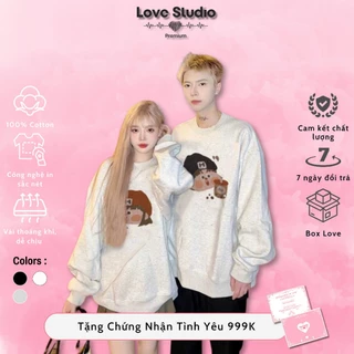 Áo khoác đôi trà sữa nam nữ hoodie nỉ cotton sweater cổ tròn mùa đông quà tặng 20/10 mặc cặp cùng người yêu L66