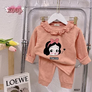 Bộ dài tay XOOP cotton xược bèo in họa tiết dễ thương cho bé gái (10-22kg) XD27,Đồ bộ thời trang quần áo Shop Phúc Yến