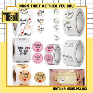 Cuộn 500 Tem Thank You Đa Dạng Mẫu, Tem Nhãn Dán Sticker, Miếng Dán Decal Thank You, Tem Niêm Phong, Tem Cảm Ơn Dán Hộp