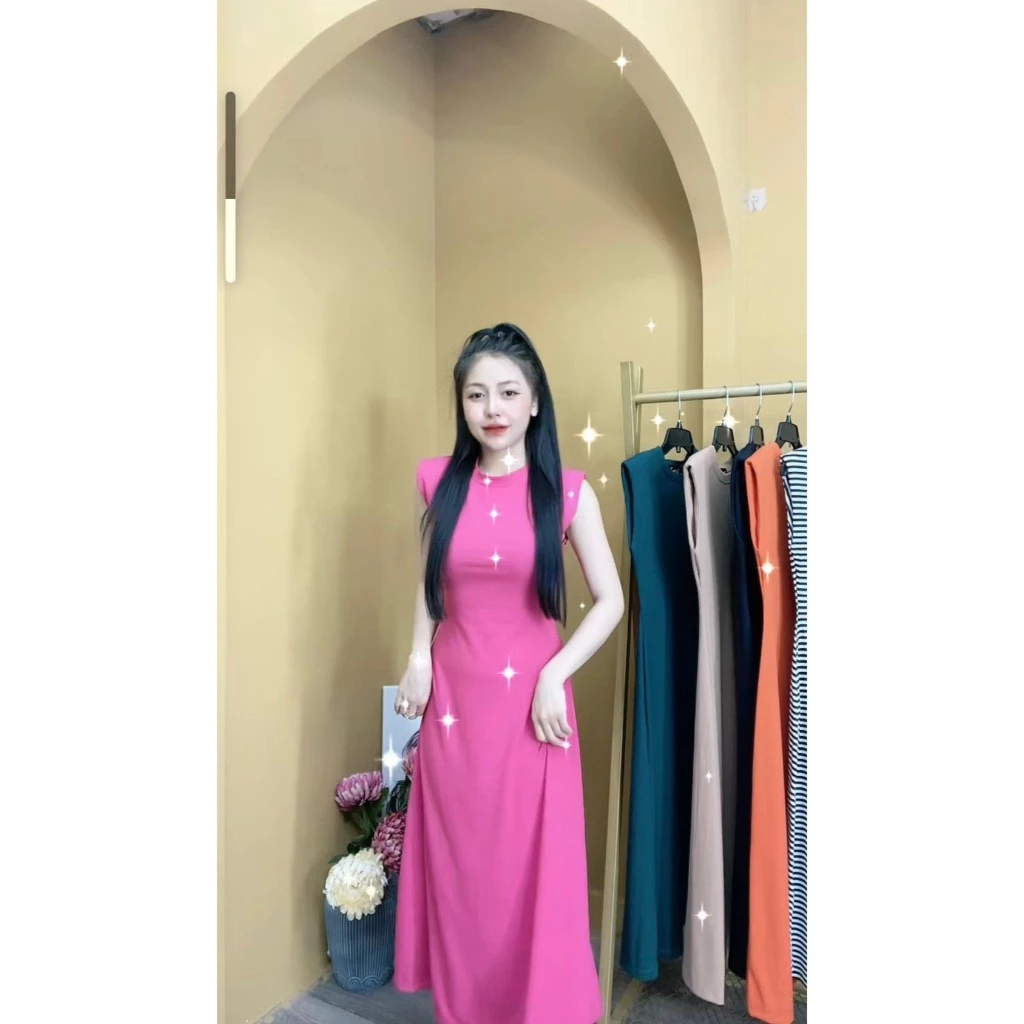 Đầm tay hến,cách  tân thanh lịch dáng Chữ A có mút đệm vai xinh xắn tôn dáng