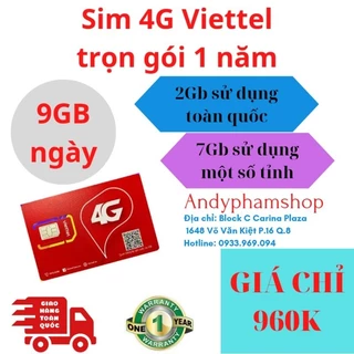 Sim 4G Viettel trọn gói 1 năm 12SD125Z 270GB/tháng (tương đương 9GB/ngày)