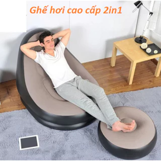 Ghế Hơi Tựa Lưng Bọc Nhung Mềm Mịn Êm Ái - Đệm Hơi Lót Chân Cao Cấp - Ghế Sofa Hơi