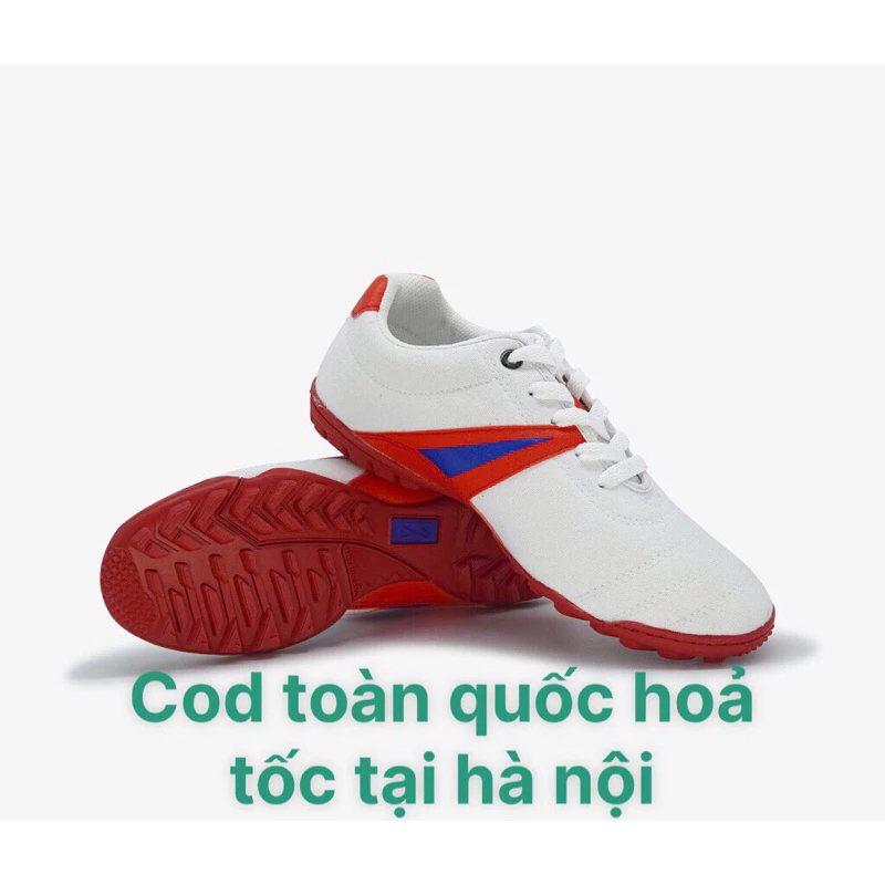 Giày Bóng Đá Chính Hãng Thăng Long Thashoco, Giày Bata Trắng Đinh TF Sân Cỏ Nhân Tạo Khâu Full Đế 100%