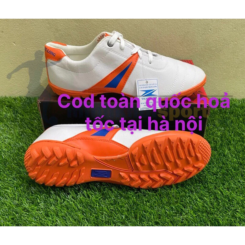 Giày Bóng Đá Chính Hãng Thăng Long Thashoco, Giày Bata Trắng Đinh TF Sân Cỏ Nhân Tạo Khâu Full Đế 100%