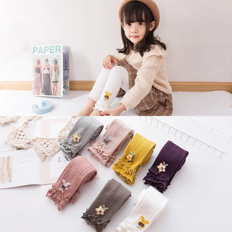 Quần tất quần legging cho bé vải cotton len dệt kim hình thỏ dễ thương cho bé gái từ 1 - 8 tuổi