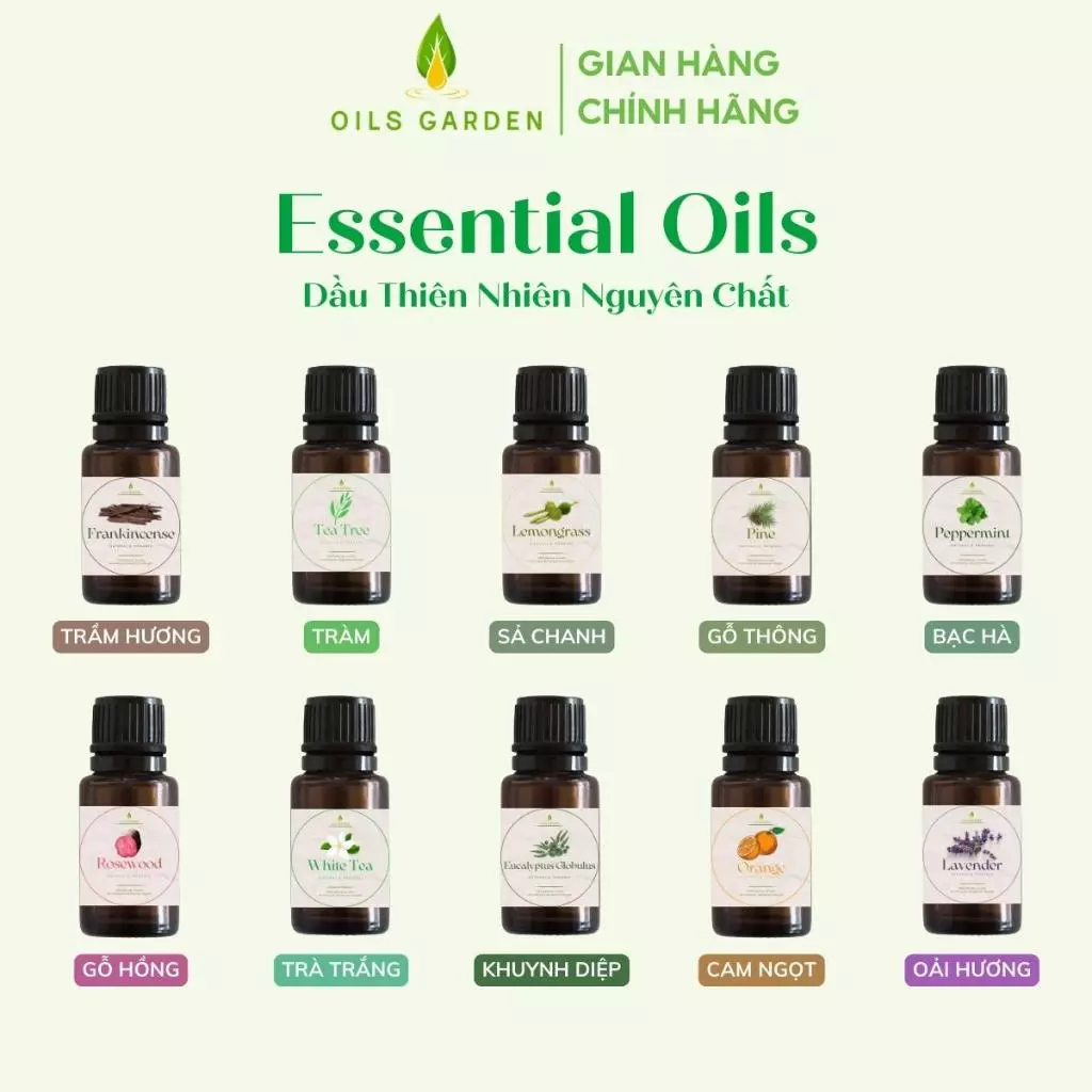 Tinh Dầu Thiên Nhiên Đa Dạng - Dưỡng Da, Thư Giãn Thiên Nhiên 100% - Tinh Dầu Tự Nhiên Chất - Oils Garden