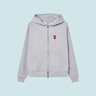 Local Brand Ree - Áo Hoodie Zip Form Boxy Thêu Trái Tim Màu Xám