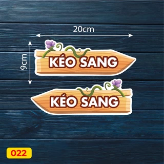 Combo 2 miếng tem decal dán cửa kính KÉO SANG trái phải hình gỗ, kích thước 20 x 9cm [Mã: 22]