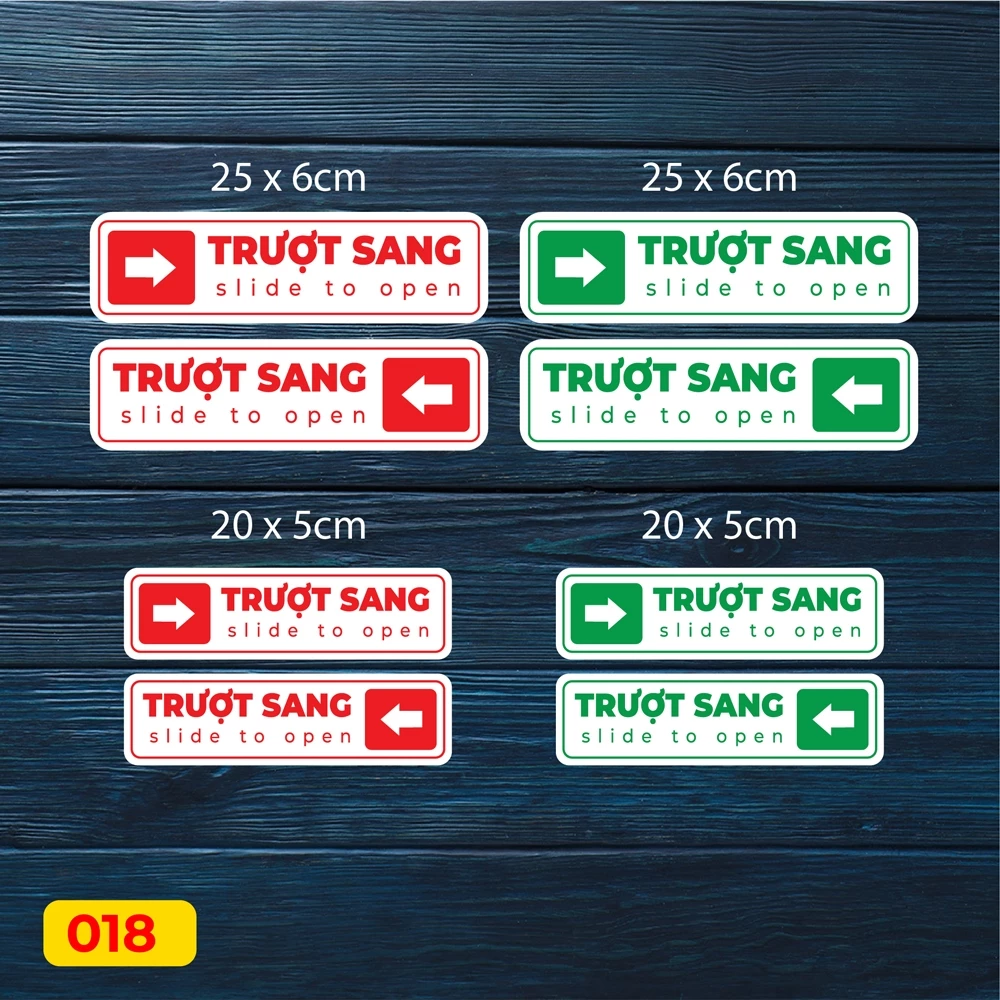 Combo 2 miếng dán decal TRƯỢT SANG trái phải dán cửa kính [Mã: 18]