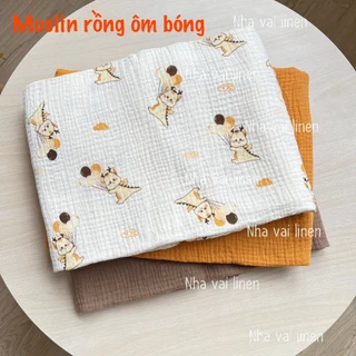 Vải xô muslin cao cấp 2 lớp hoạ tiết rồng ôm bóng mềm mịn thấm hút mồ hôi - Nhà vải linen