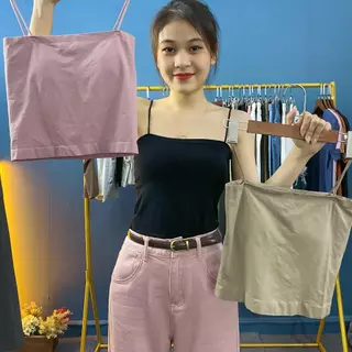 A04 Áo hai dây, áo áo croptop, áp quây, áo có đệm mút chất liệu cotton co giãn thoáng mát