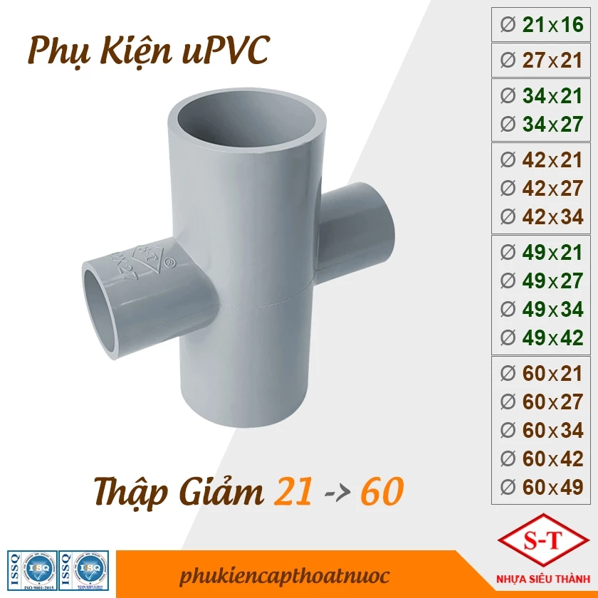 Thập Giảm PVC từ phi 21 -> 60 phụ kiện nhựa ST [BỊCH]