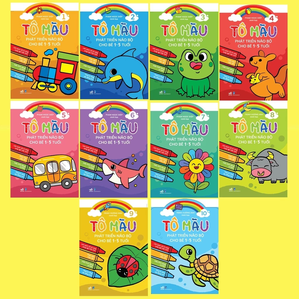Sách - Bộ Tô màu phát triển não bộ cho bé 1-5 tuổi (10 cuốn lẻ) ( Nhã Nam HN Kho)