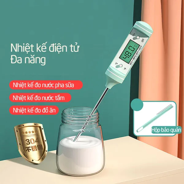 [Sale 50%]  Nhiệt Kế Điện Tử Đa Năng Đo Nhiệt Độ Nước Pha Sữa, Nước Tắm Cho Bé, Có Nắp Đậy, Cảm Biến Siêu Nhạy, An Toà