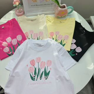 ✨[FREESHIP]✨Áo thun Baby Tee cotton 100% form slim, hoạ tiết hoá Tulip