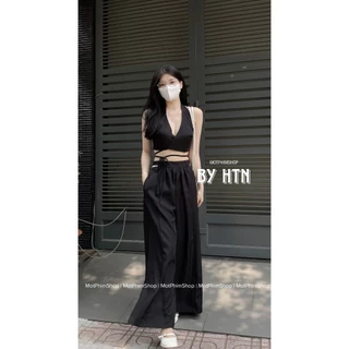 ÁO CROPTOP CHÉO VÀ QUẦN ỐNG RỘNG, TINI SET