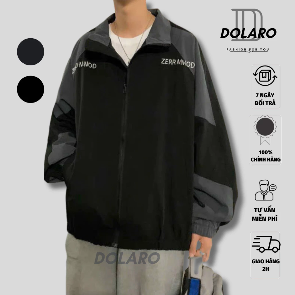 Áo khoác gió nam nữ DOLARO chất dù 2 lớp, áo khoác che nắng phối màu phù hợp thời tiết thu đông se lạnh
