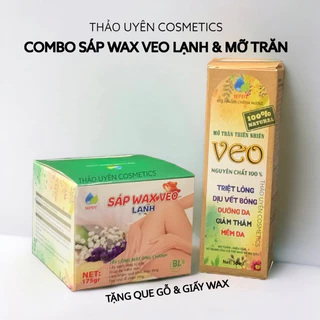 Combo Sáp Wax Lạnh Và Mỡ Trăn Triệt Lông Tẩy Sạch Lông Vùng Nách, Tay, Chân (Tặng Set Túi Giấy, Que Wax )