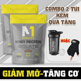 Whey protein isolate MUSCLE ONE, tăng cơ giảm mỡ, 2kg (combo tặng bình lắc + bao tay) - Hàng chính hãng