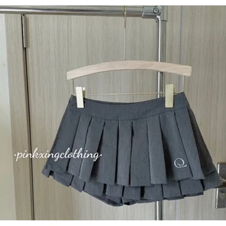 Chân váy xếp li thêu chữ 3 lớp dày dặn QC /Shyncloset