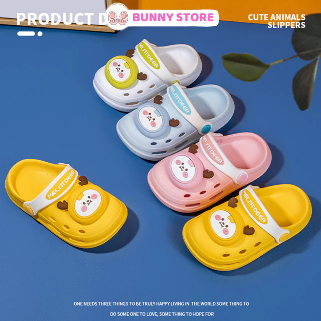 Dép sục cho bé trai bé gái sticker gấu Bunny Store, cross dành cho bé từ 1 đến 5 tuổi đế mềm eva chống trơn trượt BN18