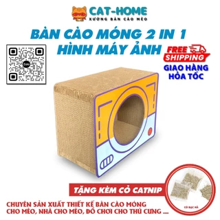 Nhà cho mèo, giường cho mèo kết hợp bàn cào móng cho mèo hình máy ảnh Tặng Kèm cỏ bạc hà CATNIP