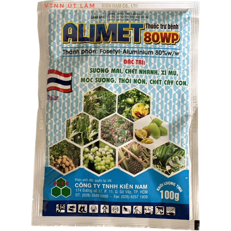 Thuốc trừ nấm bệnh cao cấp ALIMET  80WP, phòng bệnh thối đọt trên dừa, gói 100gr xuất xứ Thái Lan