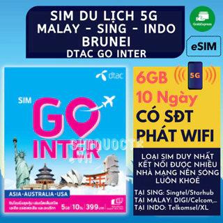 [SÓNG 5G+TEST ĐƯỢC TẠI VN] Sim du lịch Malaysia Singapore Indonesia Brunei trong 10 ngày tốc độ cao