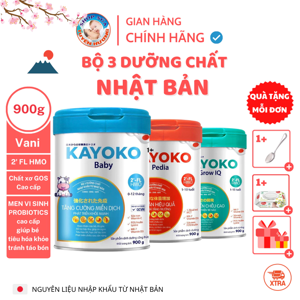 [Sản phẩm Chính Hãng] Sữa Nhật Kayoko Baby, Pedia, Grow IQ 900G - Tinh Hoa Dưỡng Chất Nhật Bản